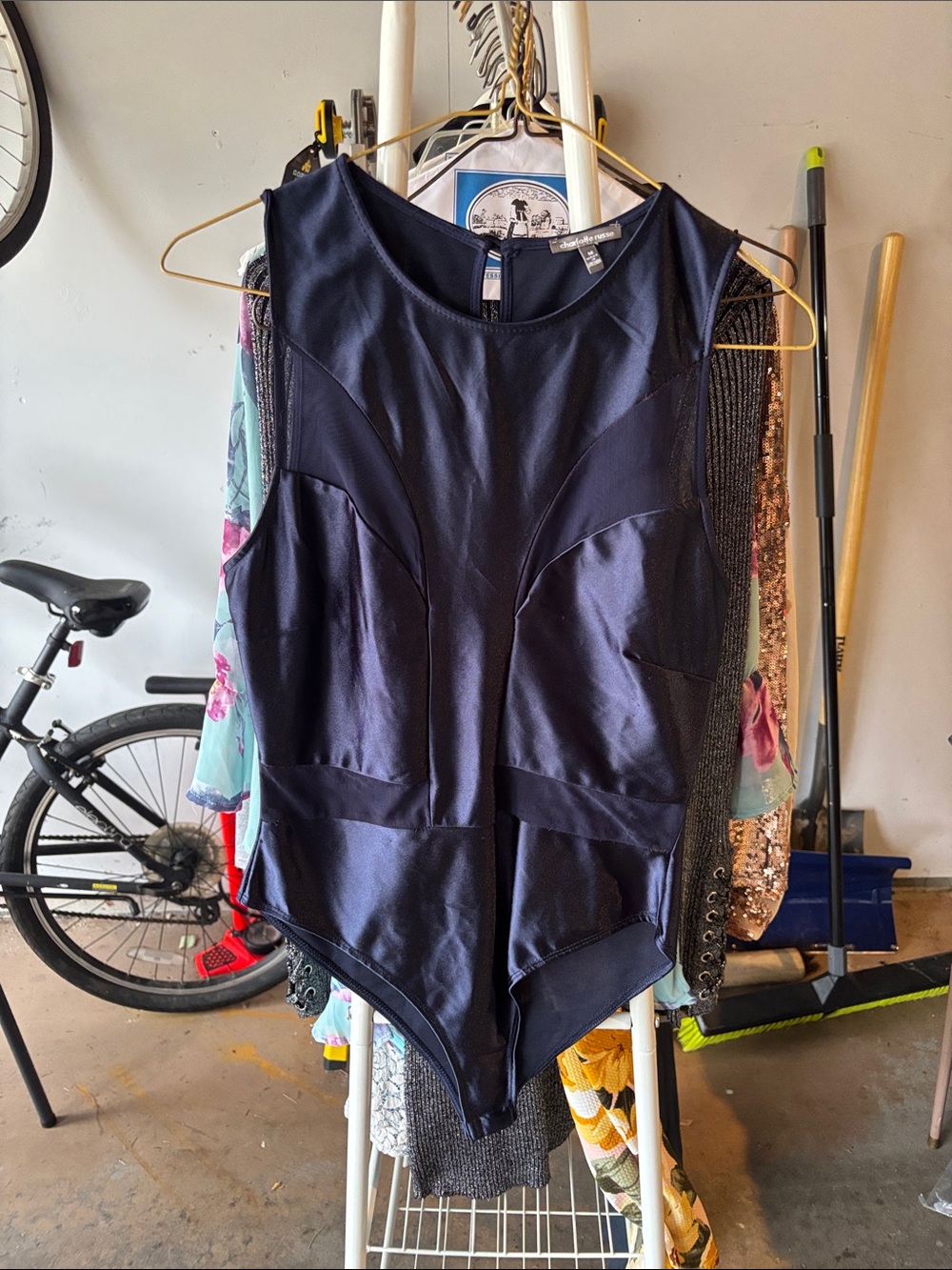Charlotte Russe Navy Sleeveless Bodysuit
